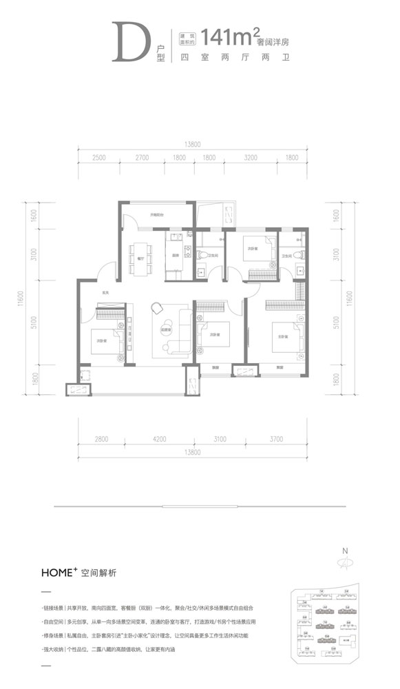 融創(chuàng)未來壹號洋房D戶型建面141㎡