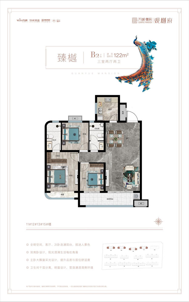 萬城儒辰觀樾府B2戶型 建面122㎡